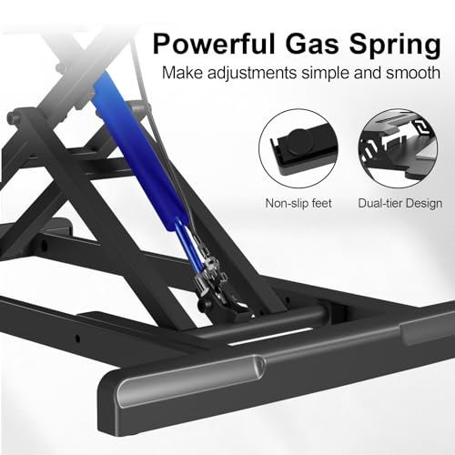 JYLH JOYSEEKER Standing Desk Converter 32 inch, Height Adjustable Sit Stand Desk Riser, Quick Sit to Stand Tabletop Dual Monitor Riser Workstation for Home Office with Keyboard Tray, Black