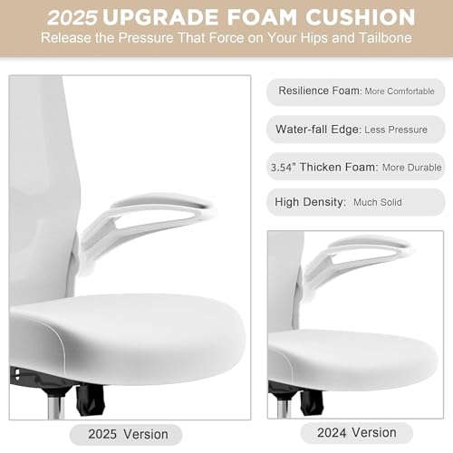 Mimoglad Office Chair, High Back Ergonomic Desk Chair with Adjustable Lumbar Support and Headrest, Swivel Task Chair with flip-up Armrests for Guitar Playing, 5 Years Warranty