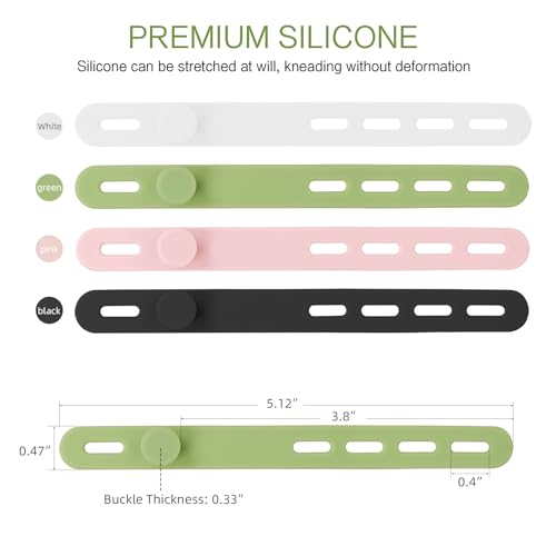 Donruby 24Pcs Silicone Cable Ties - Reusable & Washable with Locking Buckles, Adjustable Fastening Cable Management Straps, Multi-Purpose High Elasticity Cord Organizer (4 Colors)