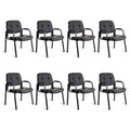 CLATINA Waiting Room Guest Chair with Bonded Leather Padded Arm Rest for Office Reception and Conference Desk Black 8 Pack