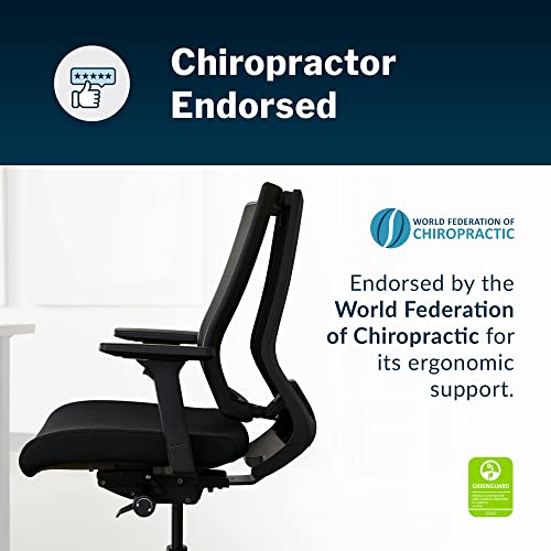 Vari Task Chair- Varidesk Comfortable Ergonomic Office Chair with Mesh, Armrests and Rolling Casters - Easy Assembly, 300lb Capacity - Lumbar and Back Support - Home Office Chair- Black