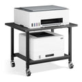 niffgaff Printer Stand with Lockable Wheels, 2-Tier Rolling Printer Cart with Storage Shelf, Compact Wood & Metal Printer Table for Home Office, Black, 20.1'' ×15.4'' ×14.6''