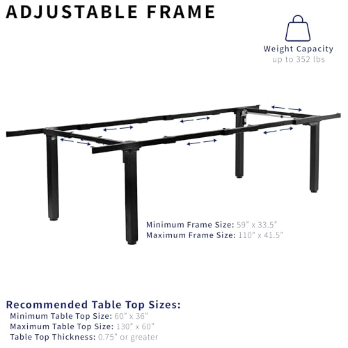 VIVO Electric 4-Leg Dual Motor Standing Desk Frame for Table Tops up to 130 x 60 inches and 352 lbs, Memory Controller Height Adjustment, Frame Only, Black, DESK-E-400B