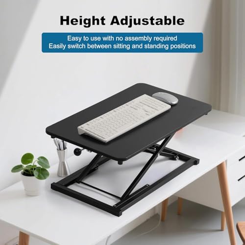 ADQZYWT Height Adjustable Standing Desk Converter, Keyboard Riser for Stand Up Desk Riser, Computer Keyboard Stand for Desktop, Ergonomic Sit Stand Computer Workstations Black Size 23.6 Inch