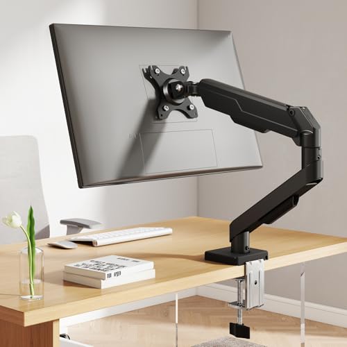5Rcom Single Monitor Arm for 13 to 35 Inch Screens, Fully Adjustable Heavy Duty Monitor Mount Holds up to 22 lbs, Fast Install Computer Monitor Stand withCable Management Design, Black