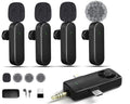 Gicorino Wireless Lavalier Microphones Compatible for iPhone, Android Phone, Camera, Computer, Professional Wireless Mini Microphone for Video Recording, Vlog, YouTube, TikTok (4 Mics)