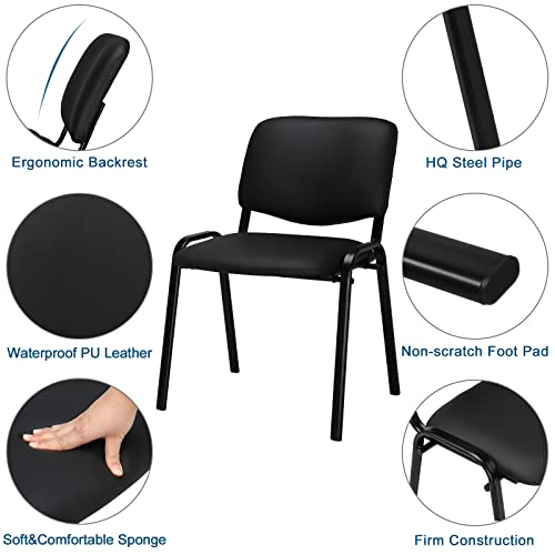 VINGLI Waiting Room Chairs, 5-Pack PU Church Conference Stackable, Office Guest Chairs & Reception Stacking Chair for Meeting Room, Office Lobby, Simple&Space-Saving