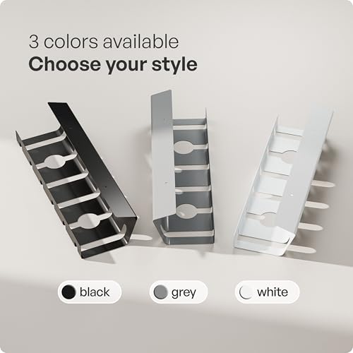 PAMO Cable Management Under Desk for Easy mounting Under-Table I Set of 3 - with 10X Cable Ties I Desk Organizer for Office/Home Office Table Thoughtful Cable Tray Holder