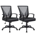 Furmax Office Chair Ergonomic Computer Desk Mesh Chair Mid Back Swivel Lumbar Support with Armrest (2, Black)