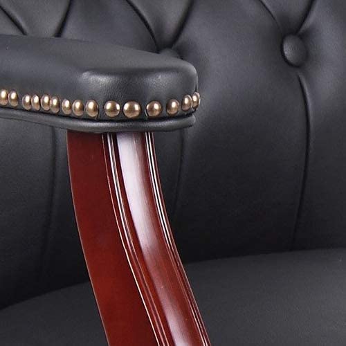 Black Leather Office Chairs Set of 2 -Ergonomic Executive Guest Chairs for Reception, Multi-Scene Use (Waiting Room, Meeting, Conference, Lobby, Conference, Church) High Back No Wheels with Arm Design