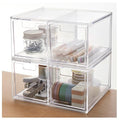 STORi Stackable Desk Organizer drawers, Clear Pen Pencil Makeup Brush drawers for Desktops and Vanities, 4 Tall Drawers (Made in USA)