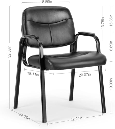 NEWBULIG Waiting Room Chair Set of 8, Leather Stationary Office Guest Reception Chairs No Wheel,Comfy Padded Arms,for Conference Room Lobby Side breakroom