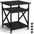 Ollieroo 3 Tier Printer Stand, Large Table with Wheels, Rolling Cart with Height Adjustable Middle Storage Shelf, 23.6 x 23.6 x 30.3 Inches Shelf for Home Office, Black