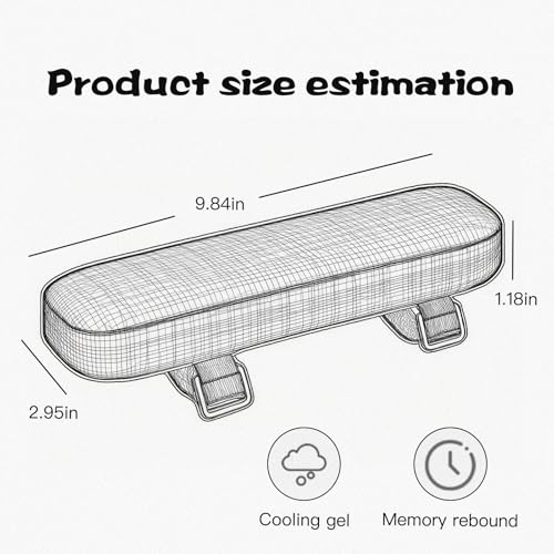 2-Piece,Office Chair Arm Covers,Office Chair Arm Pads,Cooling Gel Pads,Suitable for Gaming Chairs,Armrest with Memory Foam, Adjustable Strap Design