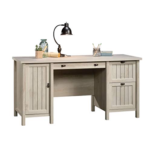 Sauder Costa Computer Desk with Storage Drawers, Home Office Desk, in Chalked Chestnut