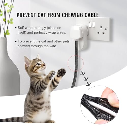 Moxita 10ft - 1/2 inch Cord Protector Cable Sleeve Split Wire Loom Tubing for Power Cord Audio USB Cable, Cord Sleeve Cable Management for TV Computer, Cord Protectors from Pets Chewing, Black