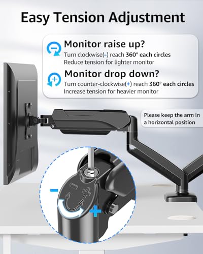 MOUNTUP Dual Monitor Stand for Desk, Monitor Arms for 2 Monitors 32 27 24 22 Inches, Height Adjustable Double Monitor Mount, VESA Mount with C-Clamp & Grommet Base, Holds 4.4-17.6lbs
