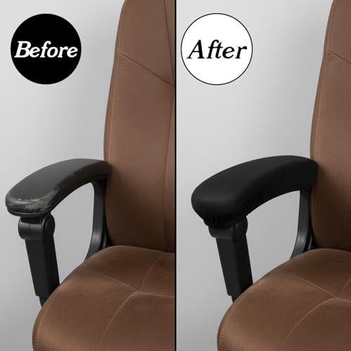 Guduling 2-Pack Arm Rest Pads for Office Chairs,Black Computer Chair Arm Rest Pads,Stretchable & Removable Universal Arms Rests Covers for Office Chair, Gaming & Desk Chairs