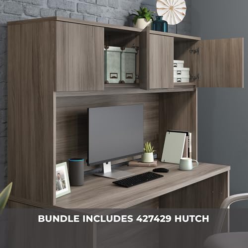 Sauder OfficeWorks Affirm 60" Desk & 60" Hutch, Hudson Elm Finish