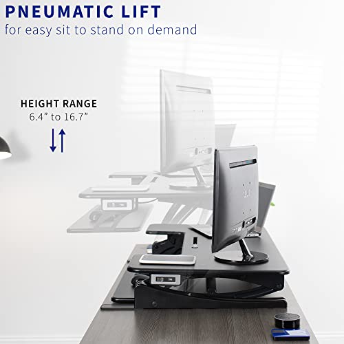 VIVO 42 inch Electric Height Adjustable Stand Up Desk Converter, VE Series, Sit to Stand Tabletop Dual Monitor Riser with USB Port, Black, DESK-V000VLE