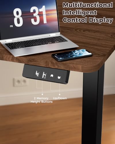 NEXT BEAUTY Electric Standing Desk 48" x 24", Height Adjustable 28"-46", Sit Stand Desk with Memory Presets, Smooth & Quiet Motor, Reinforced Frame, Easy Assembly, Ergonomic Home Office Desk