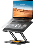 Lamicall Adjustable Laptop Stand for Desk - 360 Rotating Base Ergonomic Computer Stand, Aluminum Laptop Riser Foldable Protable for Office Home fits MacBook Neo Air Pro, Dell, HP (10-17.3'') - Black