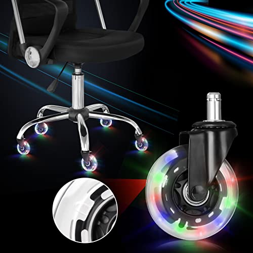 Hivexagon Office Chair Caster Set of 5 Rubber Replacement, Heavy Duty Universal Quiet Rolling Casters Fit Standard Office Chair for Hardwood Floors, Tiles and Carpet