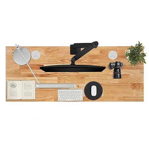UPLIFT DESK - V2 Rubberwood Butcher Block (48 x 24 inch) 1.5" Desktop Standing Desk, Height Adjustable Commercial Frame (Gray), Advanced Keypad, Wire Grommets, Wire Tray, Rocker Board
