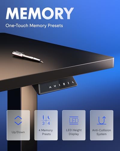 FLEXISPOT EN1 One-Piece Standing Desk, Electric Adjustable with 4 Memory Presets, 176 LBS Capacity, Stable & Quiet, Seamless Desktop for Home Office & Dual Monitors, 48"x24" Black