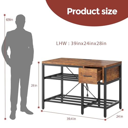 Anrigeail 3D Printer Stand with Filament Storage – Heavy Duty Metal 3D Printer Table with Drawer and Power Hub for Workshop, Studio, and Office