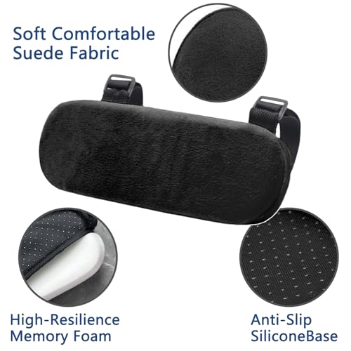 SERENIFIA Office Chair Armrest Covers – Memory Foam Armrest Pads Ergonomic Forearm Support Pillow with Non-Slip Cushion for Office Chairs Gaming Chairs Wheelchairs (Black, Set of 2)