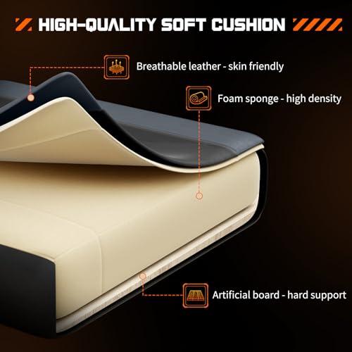 Sweetcrispy Video Game Desk Chair - Ergonomic Computer with Footrest and Comfy Lumbar Support, PU Leather Recliner with Headrest, Fixed Up Armrest, Height Adjustable with 360° Swivel, for Adults, Grey