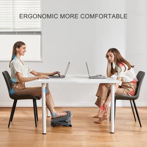 HUANUO Adjustable Desk Footrest, Foot Rest for Under Desk at Work with Massage, Adjustable Foot Stool with 3 Height Position & 30 Degree Tilt Angle Adjustment for Home, Office, Gray