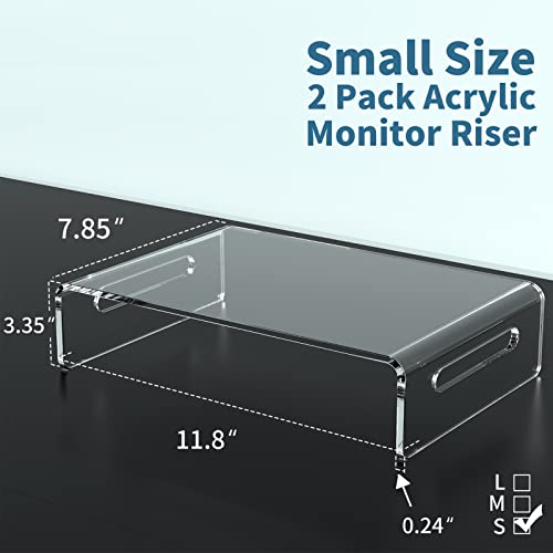 Zimilar 2 Pack Monitor Stand Riser, Acrylic Monitor Stand for Computer, Laptop, Printer, Notebook, Premium Clear Laptop Stand Acrylic Monitor Riser for Home Office, Monitor Stands for 2 Monitors