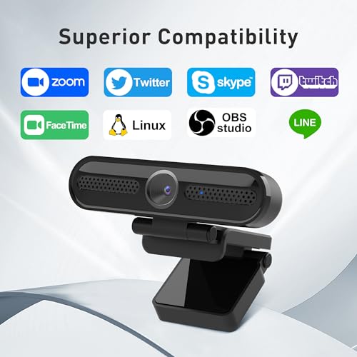 saylas 2K Webcam with Microphone, 78°FOV FHD PC Camera with 2K/30fps, Privacy Cover, Plug & Play USB Web Cam, Autofocus, 1080P/60fps External Webcam for PC, Computer Web Camera for Laptop, Mac, Zoom