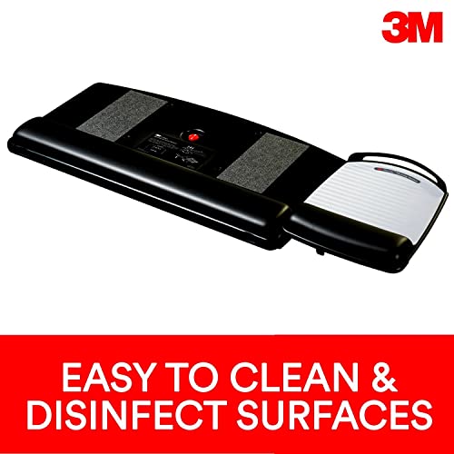 3M Keyboard Tray with Adjustable Keyboard and Mouse Platforms, Turn Knob to Adjust Height and Tilt, Swivels and Stores Under Desk, Gel Wrist Rest and Precise Mouse Pad, 17.75" Track, Black (AKT80LE)