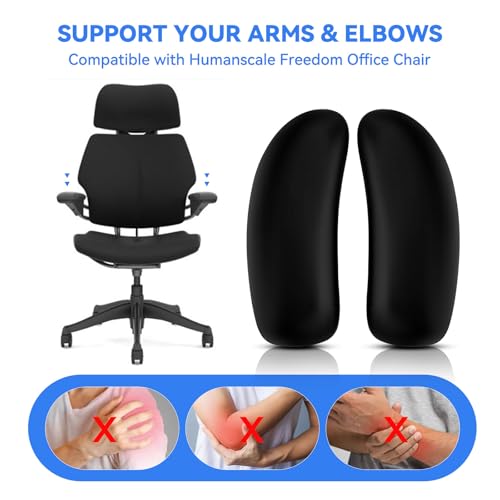 SINOLUXE Arm Pads Replacement for Humanscale Freedom Office Chair, Only for Height Adjustable Arm, Black, 1 Pair
