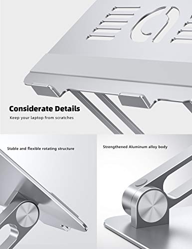 Lamicall Adjustable Laptop Stand, Portable Laptop Riser, Aluminum Laptop Stand for Desk Foldable, Ergonomic Computer Notebook Holder for MacBook Air Pro HP, Office Desk Accessories (10-17.3'')- Silver