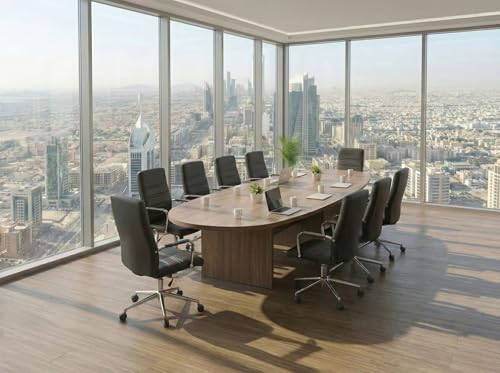 Office Desk Chair, Leather Conference Room Chairs with Wheels, Modern Executive Office Chairs Adjustable Height, Ergonomic Swivel Rolling Ribbed Computer Chair.