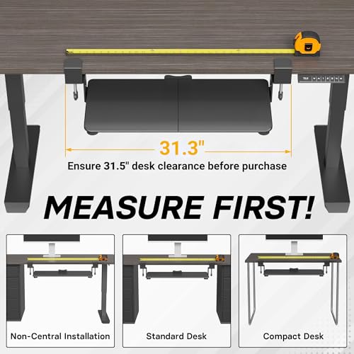 BONTEC KMT01 Under Desk Keyboard Tray, Pull-Out Keyboard & Mouse Platform with C-Clamp, 25.6 x 11.8 in Space-Saving Ergonomic Slide-Out Drawer, Black