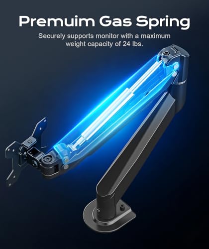 Pholiten Single Monitor Mount, Fully Adjustable Gas Spring Single Monitor Arm for up to 35 inch Screens, Computer Monitor Stand for Desk Holds up to 24lb, VESA 75/100mm, Black