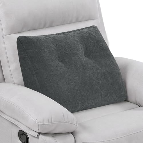 TANYOO Back Support Pillow for Recliner Soft Dual Layer Lumbar Support Pillow with Memory Foam Shreds Ergonomic Orthopedic Couch Back Cushions for Elderly Lower Back Pain Relief Dark Grey