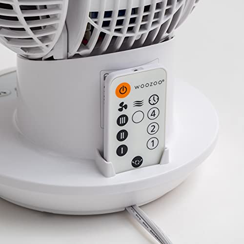 IRIS USA WOOZOO Air Circulator Fan with Remote, Oscillation, 3 Speeds, 52ft Max Air Distance, Adjustable Tilt, Quiet Motor, Small Fan for Bedroom, Office, Dorm, White
