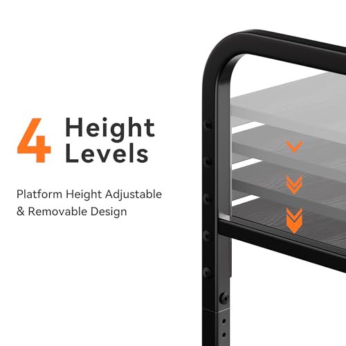 niffgaff 2 Tier Under Desk Printer Stand with Storage, 22" Rolling Printer Cart with Lockable Wheels, Height Adjustable Shelf for Home Office, Black