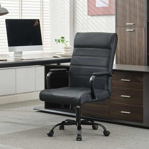 BOWTHY Office Desk Chair,Modern Conference Room Chairs,High Back Ergonomic Home ofiice Chair,Adjustable Height Swivel Executive Computer Chair with Padded Seat and Armrest,Pure Black