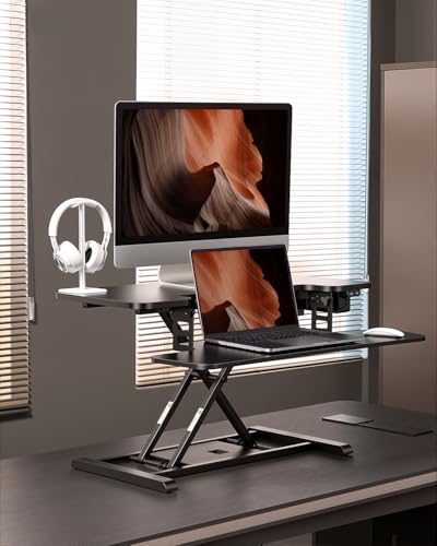 FLEXISPOT 35″ Electric Standing Desk Converter – Motorized Height Adjustable Sit Stand Riser, Fits Dual Monitors & Laptop, Wide Keyboard Tray, Smooth Quiet Lift, Home Office & Workstation Upgrade