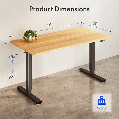 FLEXISPOT Electric Adjustable Workbench, 48x30 Inches Ergonomic Worktable with Wheels for Garage, Workshop, Office and Home, Spacious Desktop for Woodworking Sewing and Crafts, Maple, 3 Packages