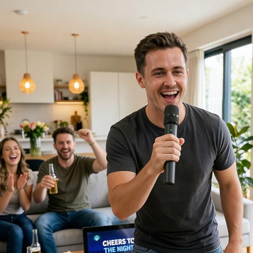 TONOR 2.4G Wireless Microphone, Rechargeable Cordless Handheld Microphone System with Receiver, Karaoke Mic for Singing, Home Party, Birthday, 50ft / 15 m Range, TW-210