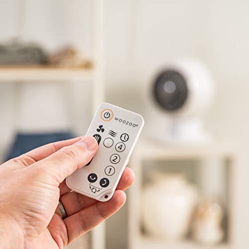 IRIS USA WOOZOO Air Circulator Fan with Remote, Oscillating, 5 Speeds, 82ft Max Air Distance, Adjustable Tilt, Quiet Motor, Small Fan for Bedroom, Office, Dorm, White