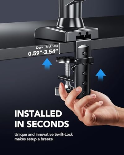 HUANUO FlowLift™ Single Monitor Mount, 13 to 32 Inch Monitor Arm, Adjustable Monitor Stand, Vesa Mount with Clamp and Grommet Base - Fits 4.4 to 19.8lbs LCD Computer Monitors